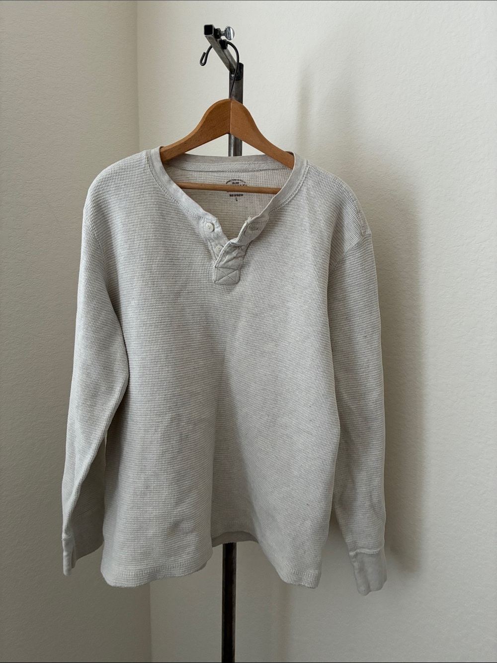 Sears Waffle Henley Oatmeal Cream Cotton Boys L Gorpcore Granola